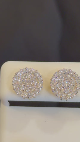.91 CARAT CERTIFIED LAB GROWN DIAMONDS 10 MM STERLING SILVER GOLD PLATED STUDS EARRINGS