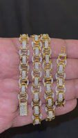 
              5.35 CARAT LAB GROWN DIAMONDS STERLING SILVER GOLD PLATED 22 INCHES 53.37 GRAMS 9 MM CHAIN NECKLACE
            