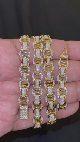 5.35 CARAT LAB GROWN DIAMONDS STERLING SILVER GOLD PLATED 22 INCHES 53.37 GRAMS 9 MM CHAIN NECKLACE