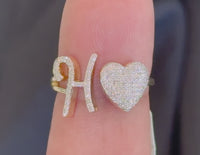 
              10K YELLOW GOLD .20 CARAT WOMENS NATURAL DIAMOND HEART & LETTER INITIAL H RING
            