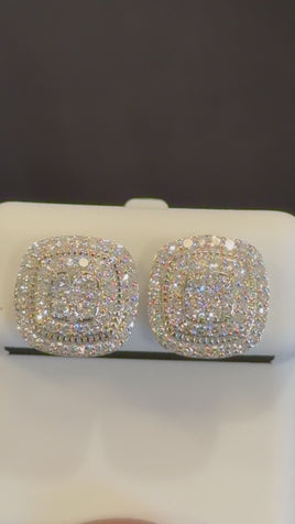 .97 CARAT CERTIFED LAB GROWN DIAMONDS STERLING SILVER 12 MM STUDS EARRINGS