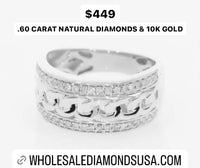 
              10K WHITE GOLD .60 CARAT MENS REAL DIAMOND ENGAGEMENT WEDDING PINKY RING BAND
            