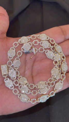 10.31 CARAT CERTIFIED LAB GROWN DIAMONDS STERLING SILVER GOLD PLATED 22 INCHES 38.76 GRAMS 10 MM CHAIN NECKLACE