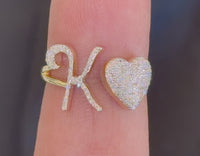 
              10K YELLOW GOLD .25 CARAT WOMENS NATURAL DIAMOND HEART & LETTER INITIAL K RING
            