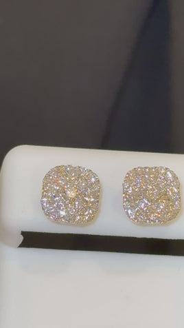 1.17 CARAT STERLING SILVER GOLD PLATED 9 MM CERTIFIED LAB GROWN DIAMONDS STUDS EARRINGS