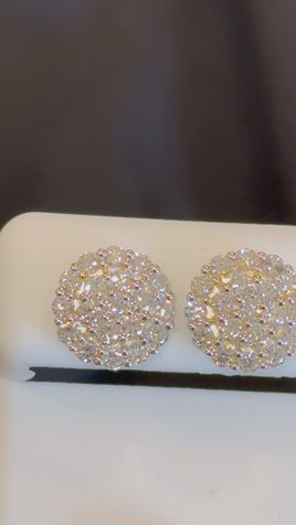 1.87 CARAT STERLING SILVER GOLD PLATED 12 MM CERTIFIED LAB GROWN DIAMONDS STUDS EARRINGS