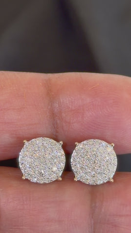 .58 CARAT CERTIFIED LAB GROWN DIAMONDS 10 MM STERLING SILVER GOLD PLATED STUDS EARRINGS