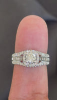 
              10K WHITE GOLD 1.75 CARAT NATURAL DIAMOND .60 CARAT CENTER ENGAGEMENT RING WEDDING RING BRIDAL
            