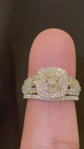 14K WHITE GOLD 2.25 CARAT NATURAL DIAMOND CENTER .55 CARAT ENGAGEMENT RING WEDDING BAND BRIDAL SET