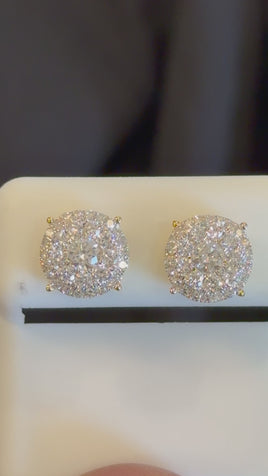 1.08 CARAT STERLING SILVER GOLD PLATED 10 MM CERTIFIED LAB GROWN DIAMONDS STUDS EARRINGS