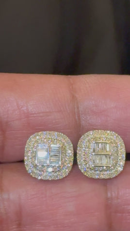 10K WHITE GOLD 1 CARAT NATURAL DIAMONDS 10 MM EARRING STUDS