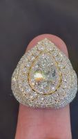 
              10K YELLOW GOLD 9.01 TCW 3 CARAT CENTER PEAR CERTIFIED LAB GROWN DIAMONDS RING
            