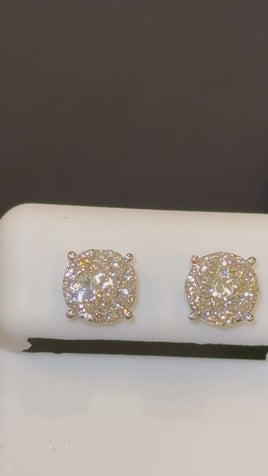 .89 CARAT STERLING SILVER RHODIUM PLATED 8 MM CERTIFIED LAB GROWN DIAMONDS STUDS EARRINGS