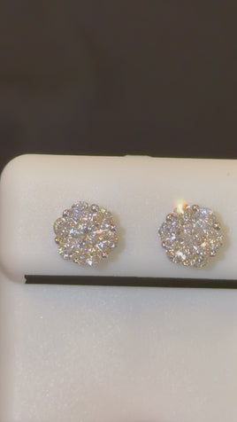 1.04 CARAT STERLING SILVER 8 MM CERTIFIED LAB GROWN DIAMONDS STUDS EARRINGS