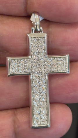 .52 CARAT CERTIFIED LAB GROWN DIAMONDS STERLING SILVER RHODIUM PLATED 1.75 INCHES CROSS PENDANT