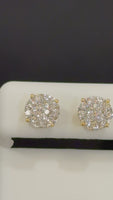 
              .76 CARAT STERLING SILVER GOLD PLATED 9 MM CERTIFIED LAB GROWN DIAMONDS STUDS EARRINGS
            