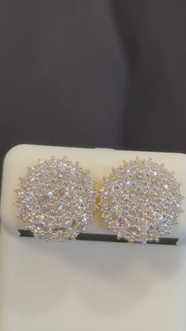 2.25 CARAT CERTIFIED LAB GROWN DIAMONDS 14 MM STERLING SILVER GOLD PLATED STUDS EARRINGS