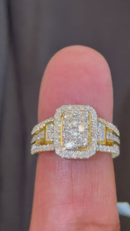 1.50 CARAT LAB GROWN DIAMONDS STERLING SILVER GOLD PLATED ENGAGEMENT WEDDING RING