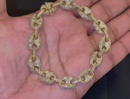 2.75 CARAT NATURAL DIAMONDS STERLING SILVER WITH GOLD PLATING 42.49 GRAMS 8.75 INCHES 11 MM FANOOK BRACELET