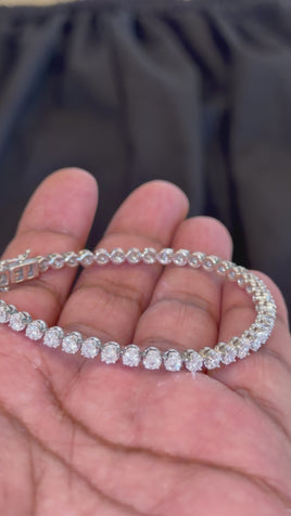 14K WHITE GOLD 5 CARAT LAB GROWN DIAMONDS 7 INCHES 3.5 MM BRACELET