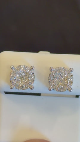 .82 CARAT CERTIFED LAB GROWN DIAMONDS STERLING SILVER 10 MM STUDS EARRINGS