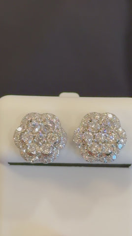 1.01 CARAT CERTIFIED LAB GROWN DIAMONDS 12 MM STERLING SILVER RHODIUM PLATED STUDS EARRINGS