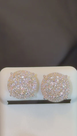 1.19 CARAT CERTIFED LAB GROWN DIAMONDS STERLING SILVER 13 MM STUDS EARRINGS