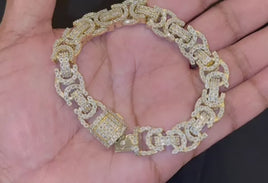2.75 CARAT NATURAL DIAMONDS STERLING SILVER WITH GOLD PLATING 70.47 GRAMS 8.50 INCHES 14 MM FANOOK BRACELET