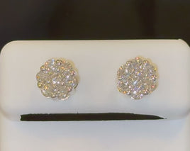 14K YELLOW GOLD 1.02 CARAT CERTIFIED LAB GROWN DIAMONDS 8 MM STUDS EARRINGS