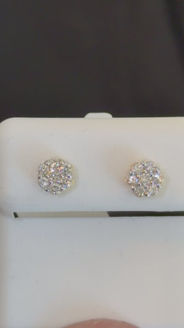 .32 CARAT CERTIFED LAB GROWN DIAMONDS STERLING SILVER GOLD PLATED 5 MM STUDS EARRINGS