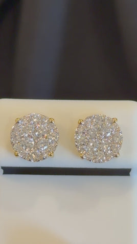 1.37 CARAT CERTIFED LAB GROWN DIAMONDS STERLING SILVER GOLD PLATED 10 MM STUDS EARRINGS