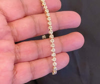 
              10K YELLOW GOLD 1.50 CARAT REAL DIAMOND 7 INCHES 4 MM WOMEN BRACELET
            