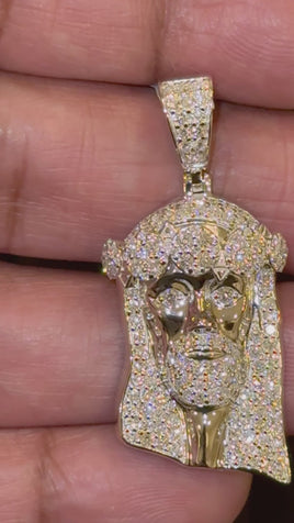 2.25 CARAT LAB GROWN DIAMONDS STERLING SILVER 1.75 INCHES JESUS CROSS PENDANT