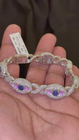 10K WHITE GOLD 12 CARAT NATURAL DIAMONDS 6.25 CARAT CZ 50.03 GRAMS 8 INCHES 14 MM BRACELET