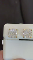 
              .81 CARAT CERTIFED LAB GROWN DIAMONDS STERLING SILVER GOLD PLATED 10 MM STUDS EARRINGS
            