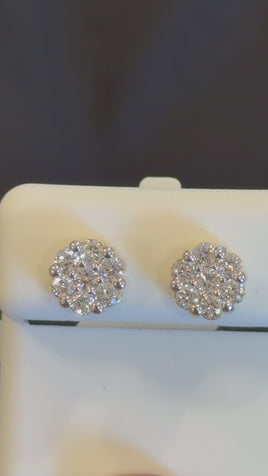1 CARAT CERTIFED LAB GROWN DIAMONDS STERLING SILVER GOLD PLATED 8 MM STUDS EARRINGS