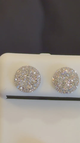 .95 CARAT CERTIFIED LAB GROWN DIAMONDS 9 MM STERLING SILVER RHODIUM PLATED STUDS EARRINGS