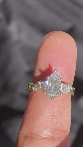 10K YELLOW GOLD 2.41 CARAT CERTIFIED LAB GROWN DIAMONDS PEAR RING