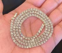 
              10K YELLOW GOLD 1.40 CARAT REAL DIAMOND 3MM 18 INCHES 27.67 GRAM GOLD TENNIS CHAIN NECKLACE
            