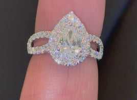 10K WHITE GOLD 2.29 CARAT CERTIFIED LAB GROWN DIAMONDS PEAR RING