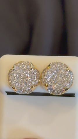 1.63 CARAT CERTIFED LAB GROWN DIAMONDS STERLING SILVER GOLD PLATED 12 MM STUDS EARRINGS