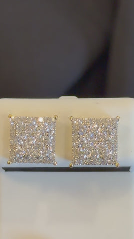 .98 CARAT CERTIFED LAB GROWN DIAMONDS STERLING SILVER GOLD PLATED 9 MM STUDS EARRINGS
