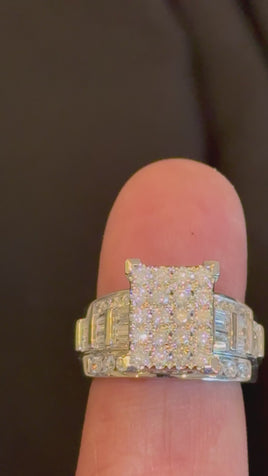 10K WHITE GOLD 2 CARAT NATURAL DIAMOND ENGAGEMENT RING WEDDING RING BRIDAL