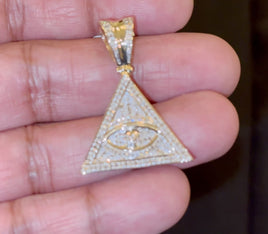 10K YELLOW GOLD .75 CARAT NATURAL DIAMONDS 1.75 INCHES PENDANT CHARM