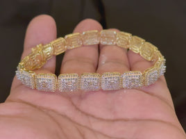 10K YELLOW GOLD 6 CARAT REAL DIAMOND 25 GRAMS 8 MM 8 INCHES BRACELET