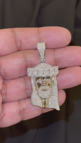 4 CARAT LAB GROWN DIAMONDS STERLING SILVER 2.25 INCHES JESUS CROSS PENDANT