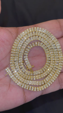 10.25 CARAT CERTIFIED LAB GROWN DIAMONDS STERLING SILVER GOLD PLATED 22 INCHES 38.14 GRAMS 4.5 MM CHAIN NECKLACE