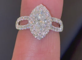 10K WHITE GOLD 2.28 CARAT CERTIFIED LAB GROWN DIAMONDS MARQUISE RING