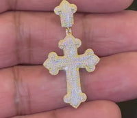 
              10K YELLOW GOLD .50 CARAT 1.50 INCHES NATURAL DIAMOND CROSS PENDANT CHARM
            