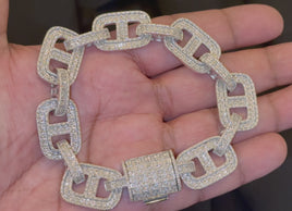 3.25 CARAT NATURAL DIAMONDS STERLING SILVER 73.17 GRAMS 9 INCHES 16 MM FANOOK BRACELET
